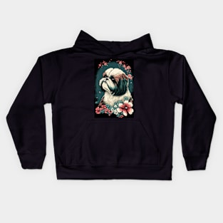 Super Cute Shih Tzu Portrait - Japanese style Kids Hoodie